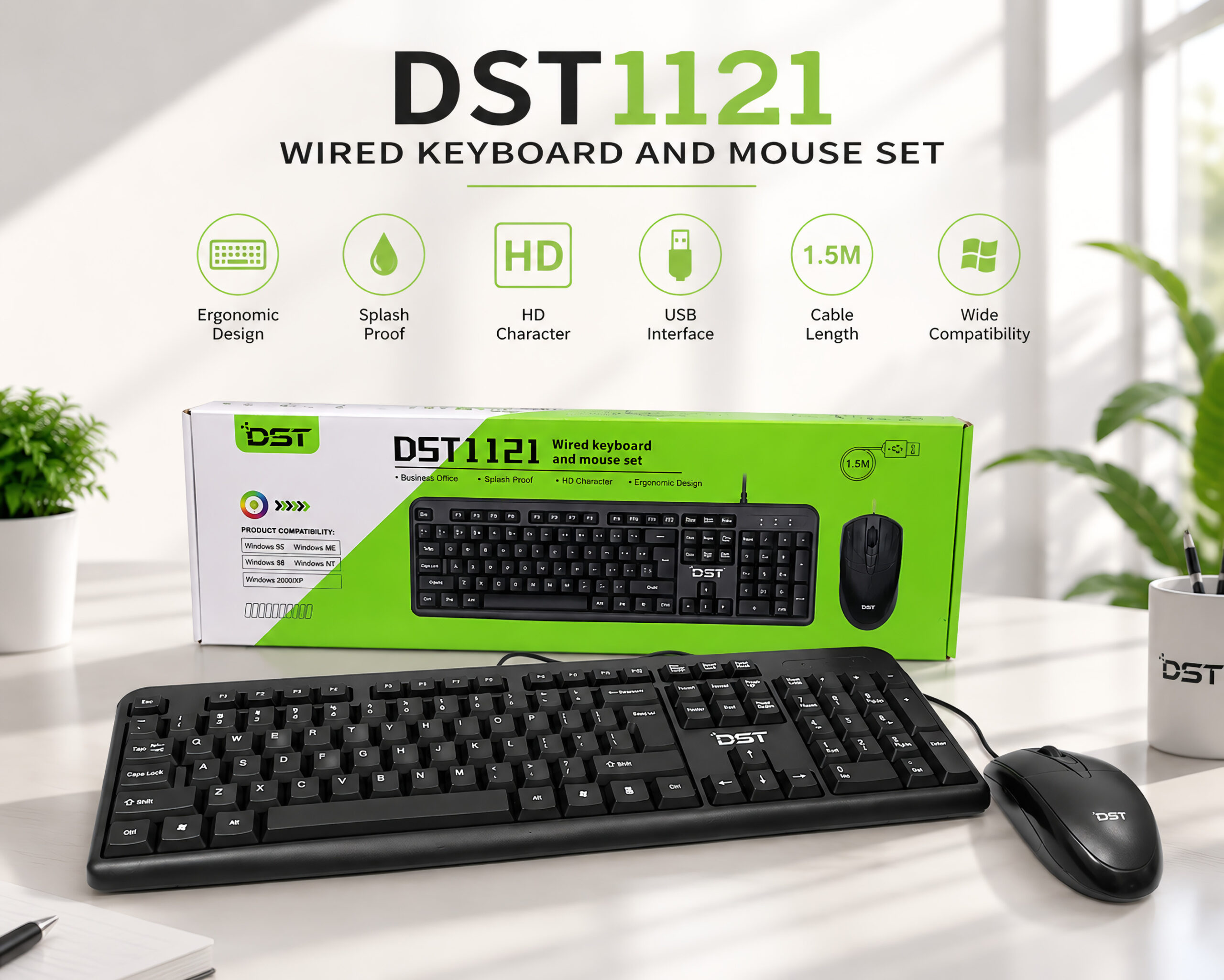 DST 1121 Wired Keyboard & Mouse Set