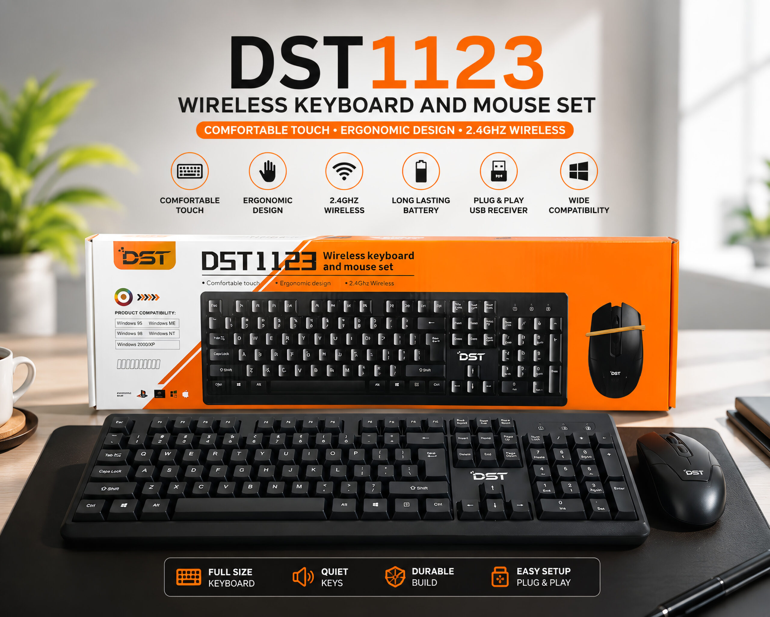 DST 1123 Wireless Keyboard & Mouse Set